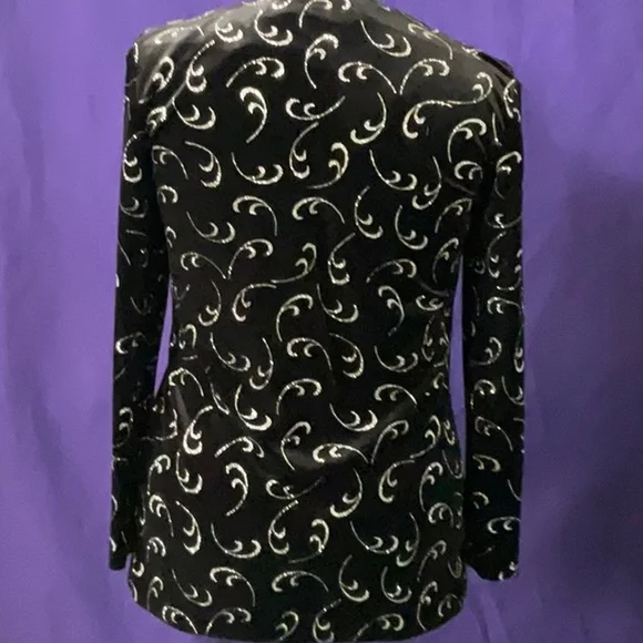 Beautiful JBS ltd black velvet jacket with silver buttons and sparkle, size S - Picture 3 of 8